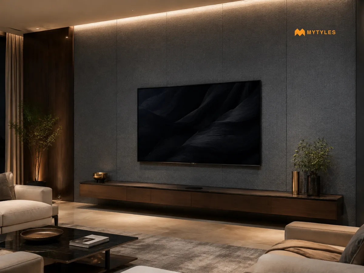 Grey Textured TV Wall Unit Tiles